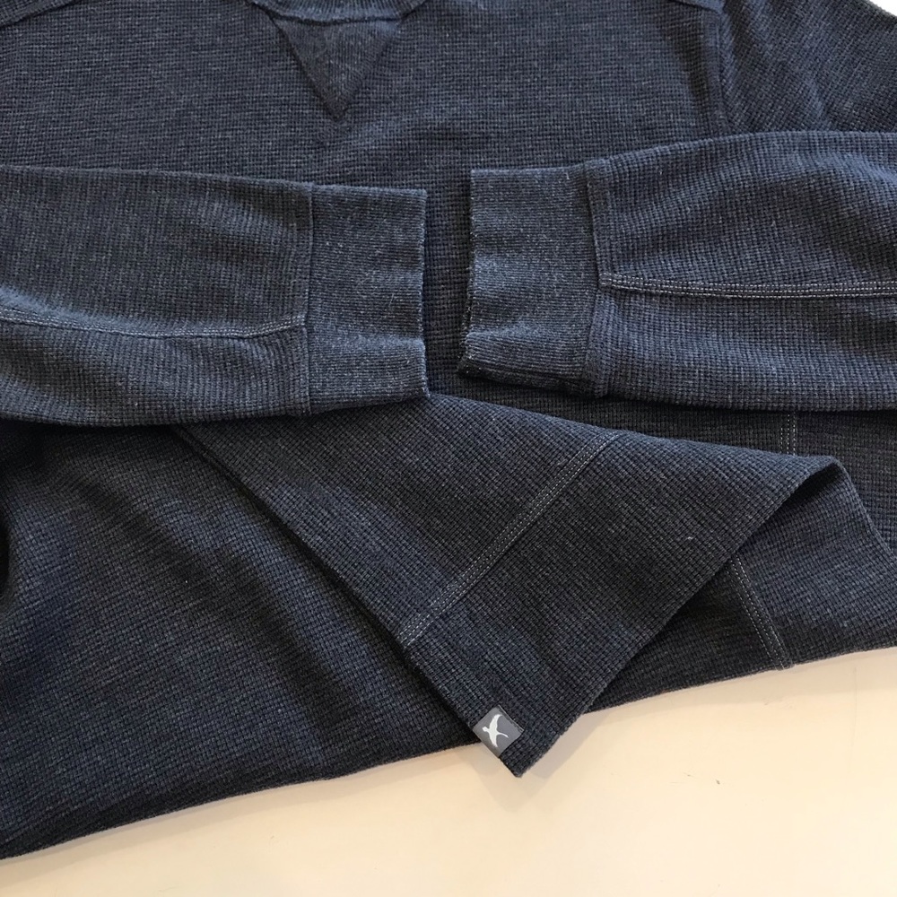 EDDIE BAUER Waffle Shirt Charcoal Crew Neck Long Sleeve Side Panels XL - Picture 8 of 11